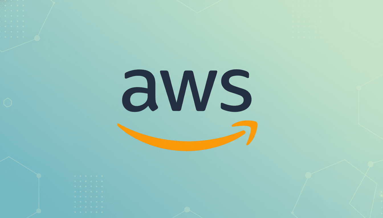 AWS logo on a professional flat design background with soft patterns. Filename: aws logoprofession