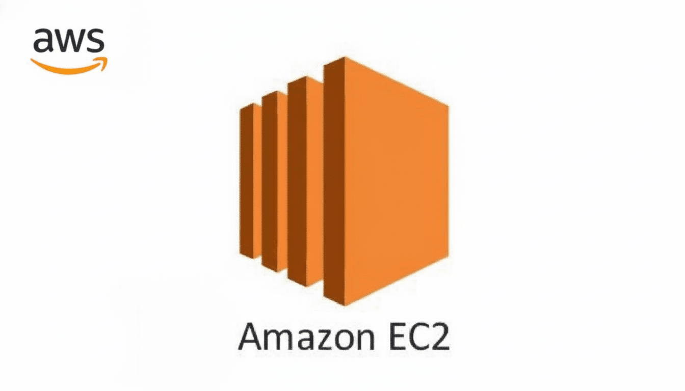 AWS Amazon EC2 logo with a stack of five orange server racks , on a clean , professional flat design background with a subtle gradient. Filename : aws amazon ec2 logoprofessional . png