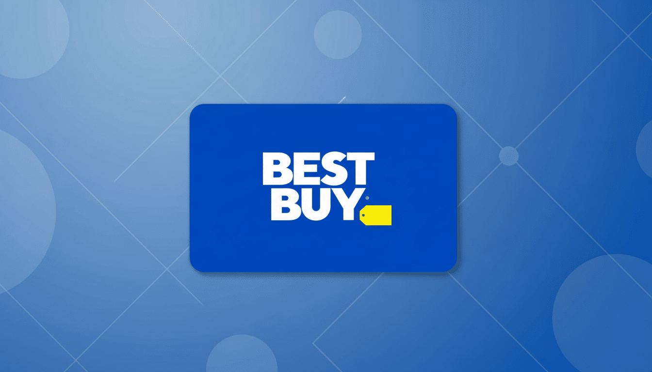 Best Buy logo on a professionally enhanced blue background with subtle geometric patterns. Filename : bestbuy logoenhanced .png