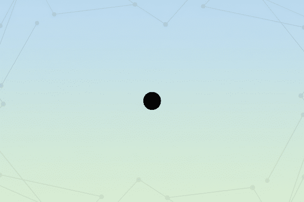 Blue gradient background with an abstract geometric pattern and a solid black circle in the center.