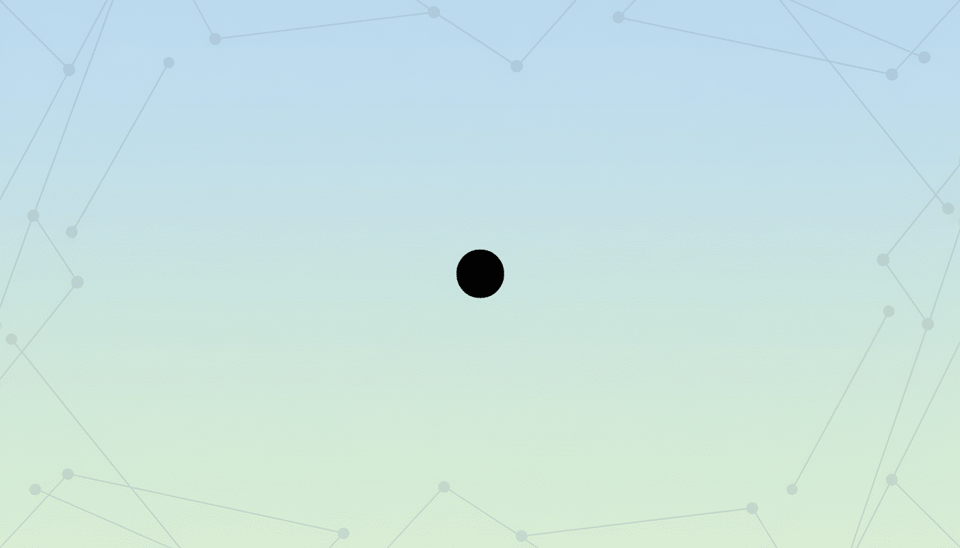 Blue gradient background with an abstract geometric pattern and a solid black circle in the center.