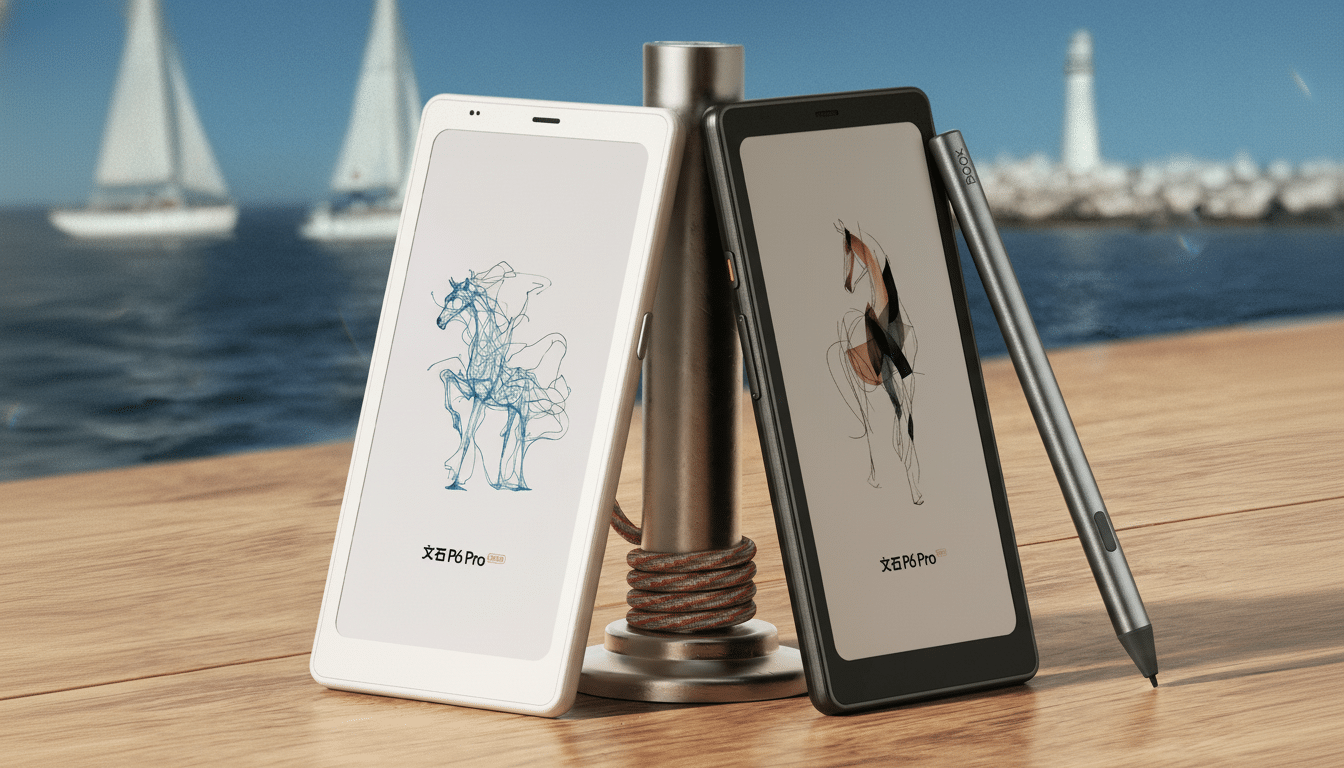 Pocket e-reader acting like a phone, compact e-ink device with apps