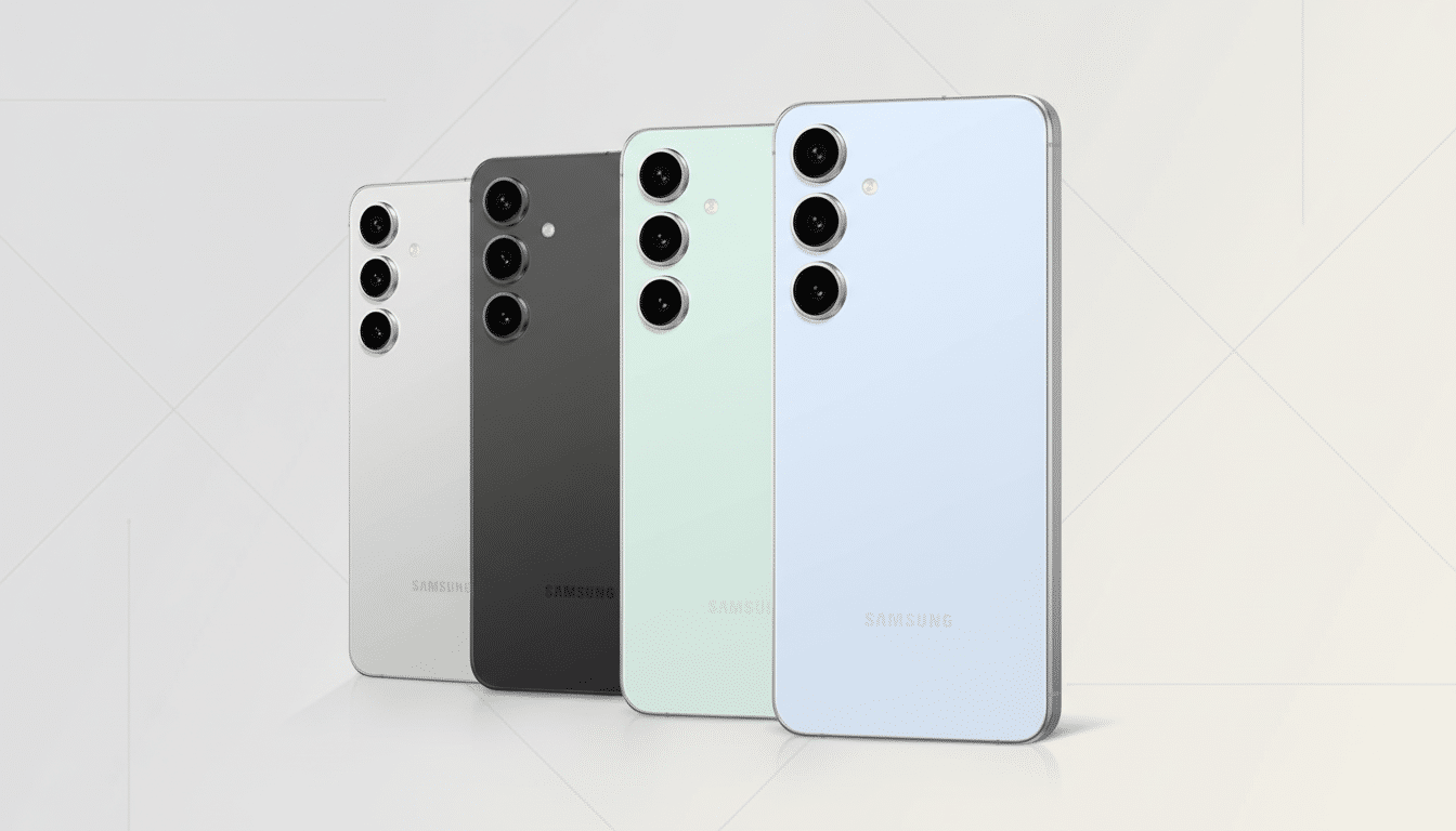 Four Samsung Galaxy S2 4 phones in white, black, green, and light blue, lined up with a professional gradient and subtle geometric pattern background.