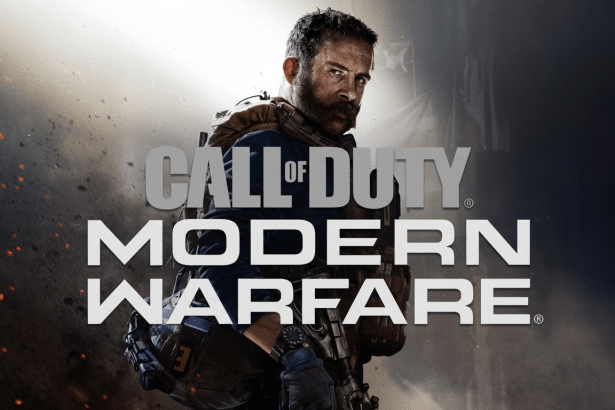The Call of Duty: Modern Warfare video game logo with a soldier in the background.
