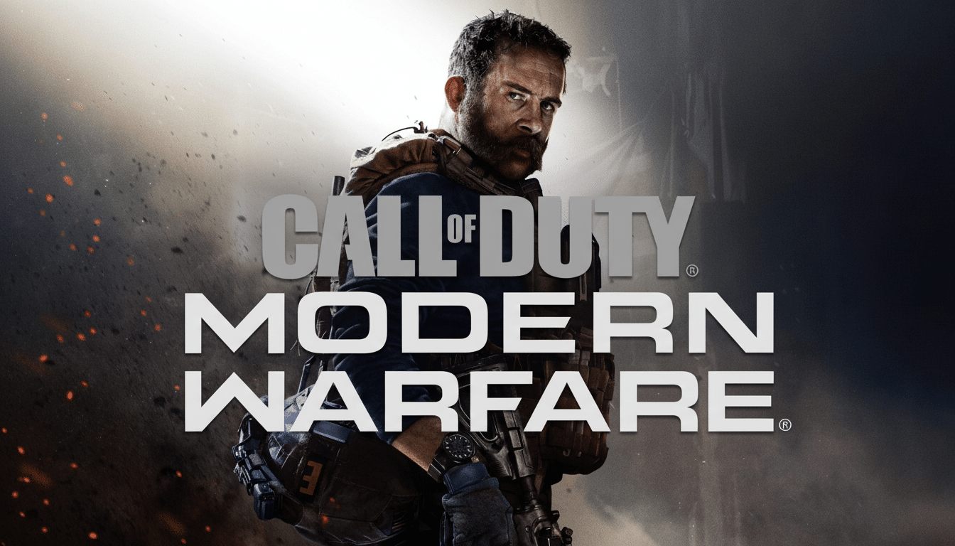 The Call of Duty: Modern Warfare video game logo with a soldier in the background.
