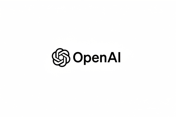 The OpenAI logo with its geometric knot symbol and OpenAI text , presented professionally on a clean white background, resized to a 16: 9 aspect ratio.