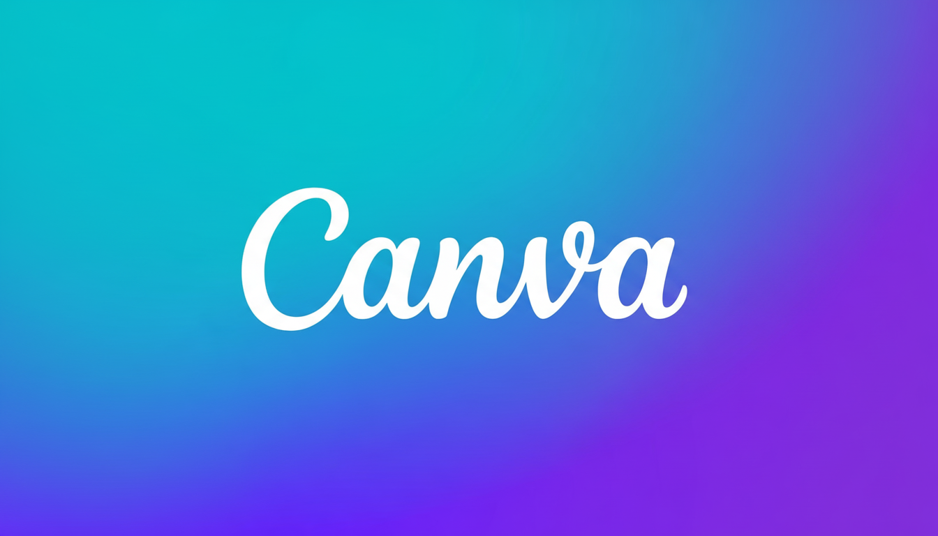 The Canva logo, featuring the word Canva in white script, centered on a gradient background that transitions from teal at the top to purple at the bottom.
