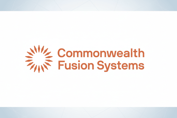 The logo for Commonwealth Fusion Systems on a professional , soft gray background with subtle geo