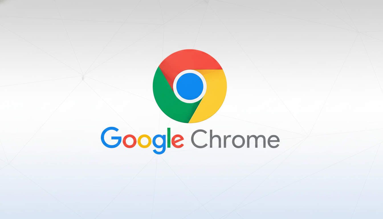 The Google Chrome logo with a professional light gray background featuring a subtle geometric pattern, resized to a 1 6:9 aspect ratio. Filename : googlechrome logoprofessional . png