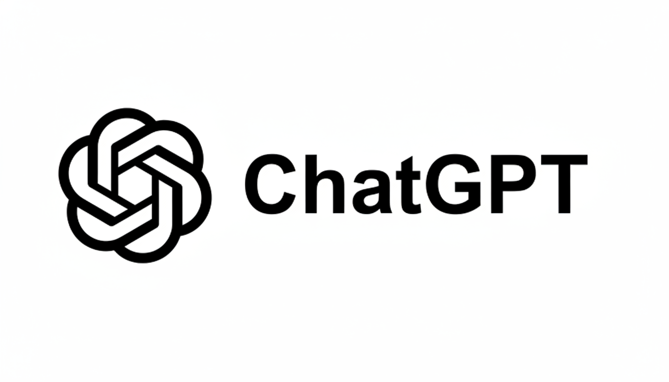 The ChatGPT logo, featuring a stylized, interconnected knot-like symbol in black on the left, and the word ChatGPT in a bold, black sans-serif font on the right, all against a white background.