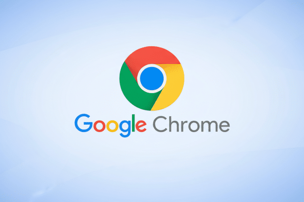 The Google Chrome logo and word mark on a clean, light blue gradient background with subtle wave patterns. Filename : googlechrome logoprofessional . png