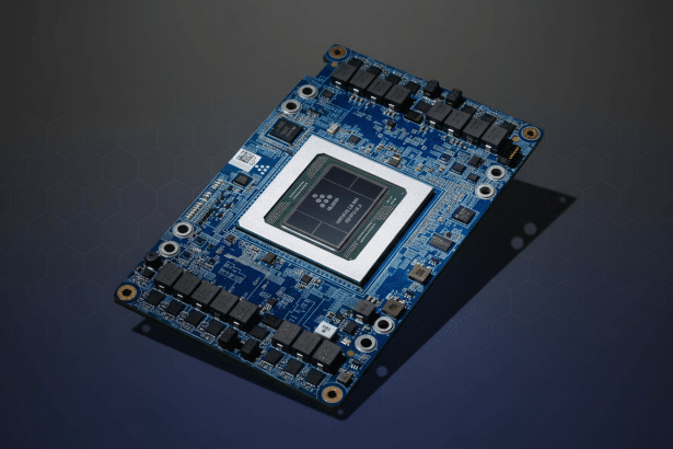 A professional , enhanced image of a blue circuit board with a central chip, presented on a dark background with subtle hexagonal patterns and a soft gradient. Filename : circuitboard enhanced .png