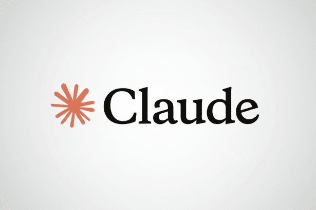 The Claude logo featuring a rust -colored asterisk- like symbol next to the word Claude in black text, presented on a light gray gradient background.