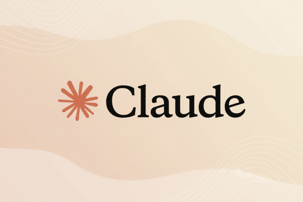 The Claude logo, featuring a stylized orange asterisk and the word Claude in black text , set against a soft, gradient background with subtle wave patterns. Filename : claude logoprofessional background.png