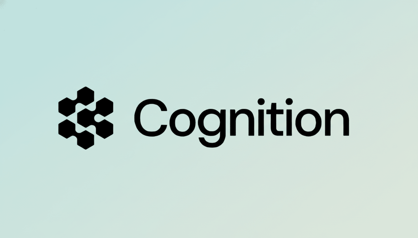 The Cognition logo, featuring a black hexagonal pattern on the left and the word Cognition in a black sans-serif font on the right, against a soft, li