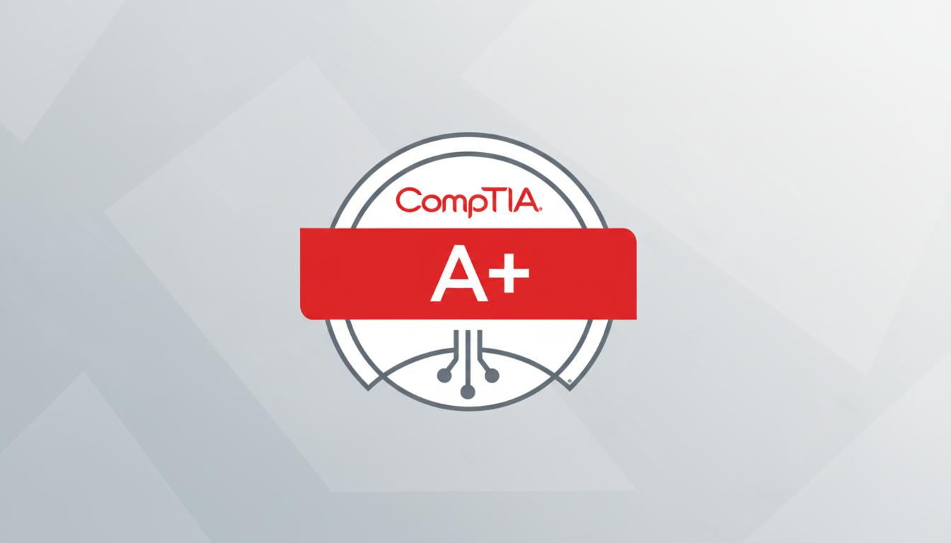 The CompTIA A+ certification logo, featuring a red banner with
