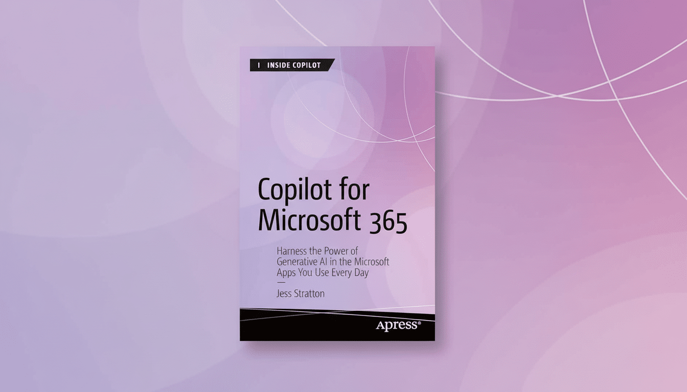 The book cover for Copilot for Microsoft 36 5 by Jess Stratton, set against a professional soft gradient background.