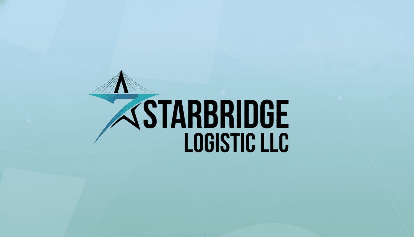 Star bridge Logistic LLC logo with a blue gradient background and subtle geometric patterns. Filenam