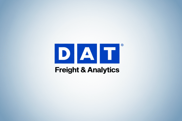 The DAT Freight & Analytics logo , featuring blue squares with white letters D , A, and T, above the text Freight & Analytics in black, all against a soft blue gradient background.