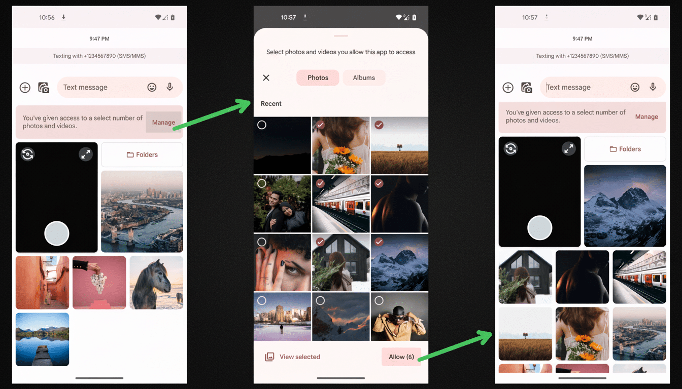 Android System Photo Picker interface with gallery thumbnails and selection options