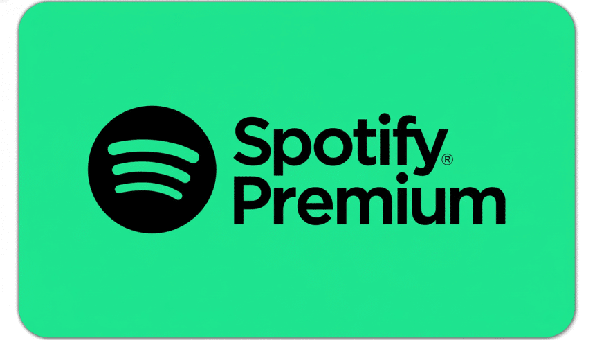 A 16:9 aspect ratio image of the Spotify Premium logo , featuring the black Spotify icon and Spotify Premium text on a bright green background with slightly rounded corners.