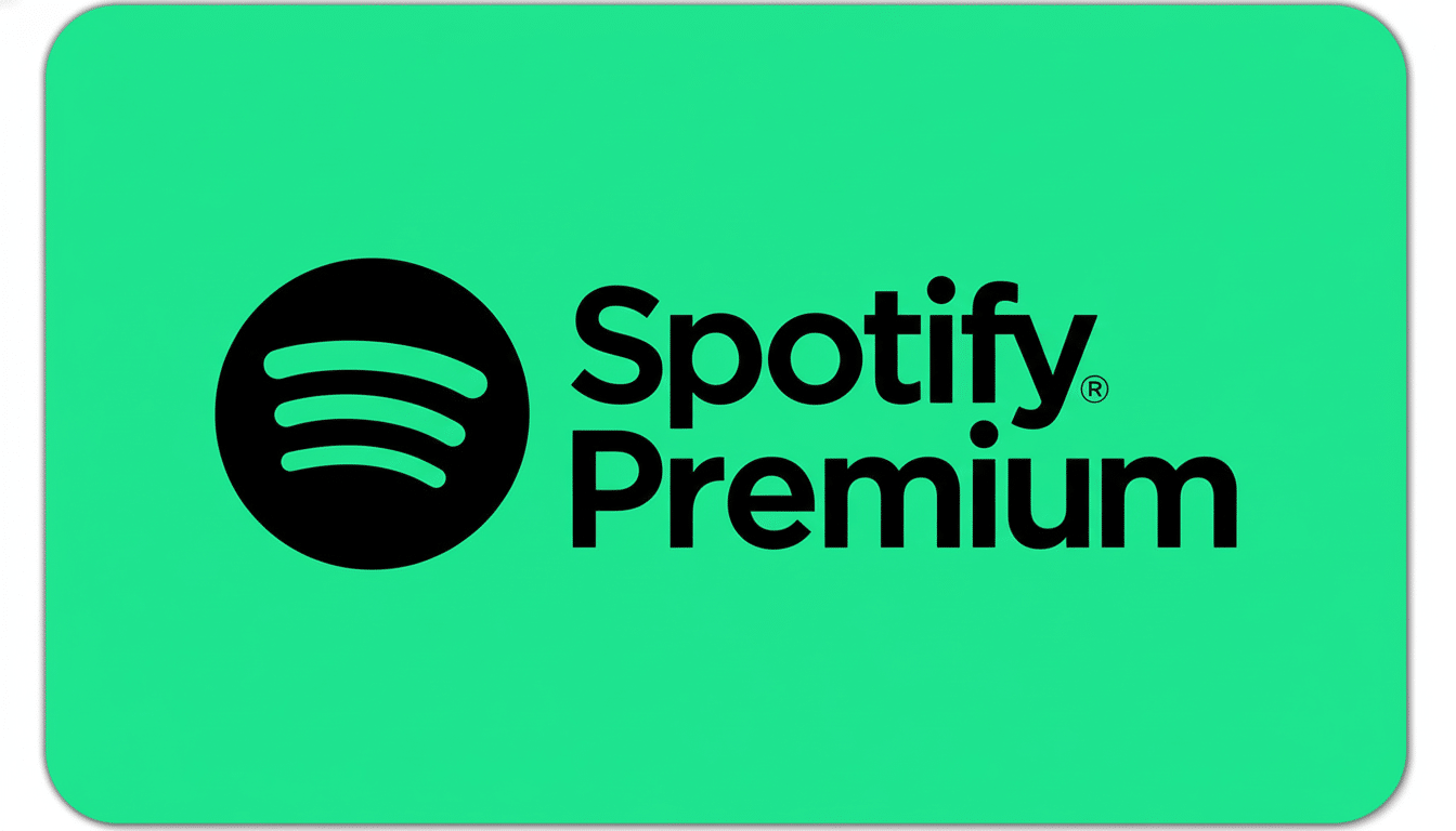 A 16:9 aspect ratio image of the Spotify Premium logo , featuring the black Spotify icon and Spotify Premium text on a bright green background with slightly rounded corners.
