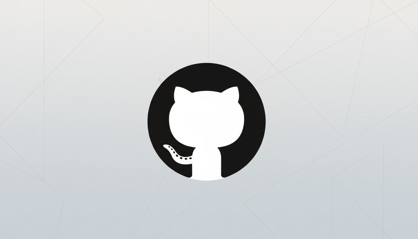 The GitHub Octocat logo, a white cat-like figure with an octopus tentacle, centered on a professional light gray background with subtle geometric patterns.
