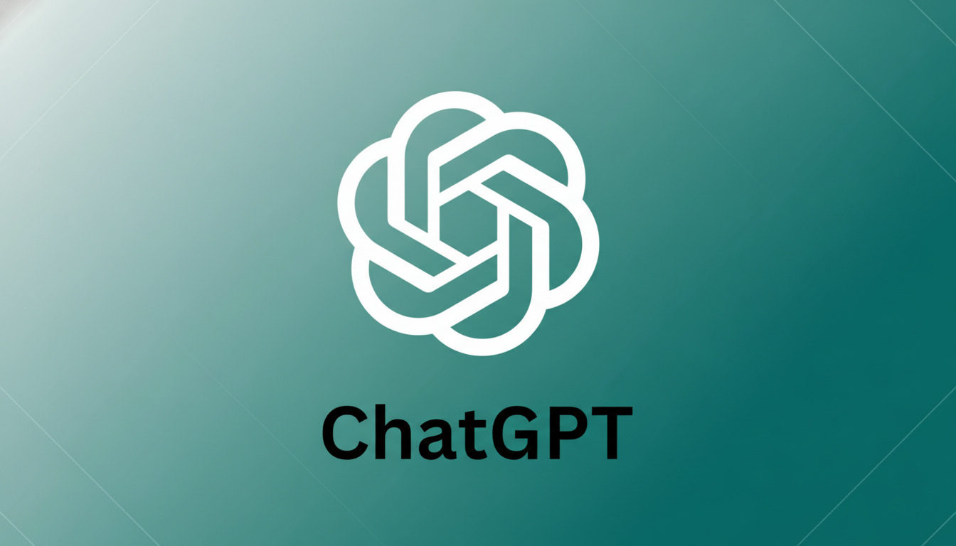 The ChatGPT logo, a white abstract knot-like design, centered above the word