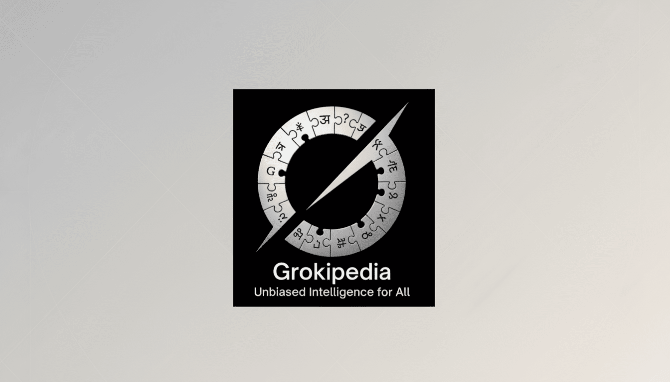 Gro k ipedia logo on a grey background with a subtle diagonal pattern, resized to 16: 9 aspect ratio.