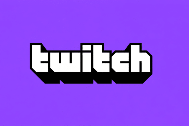 The Twitch logo, displaying the word twitch in white block letters with a black outline and a shadow effect , all set against a solid purple background. The image is professionally resized to a 16:9 aspect ratio.