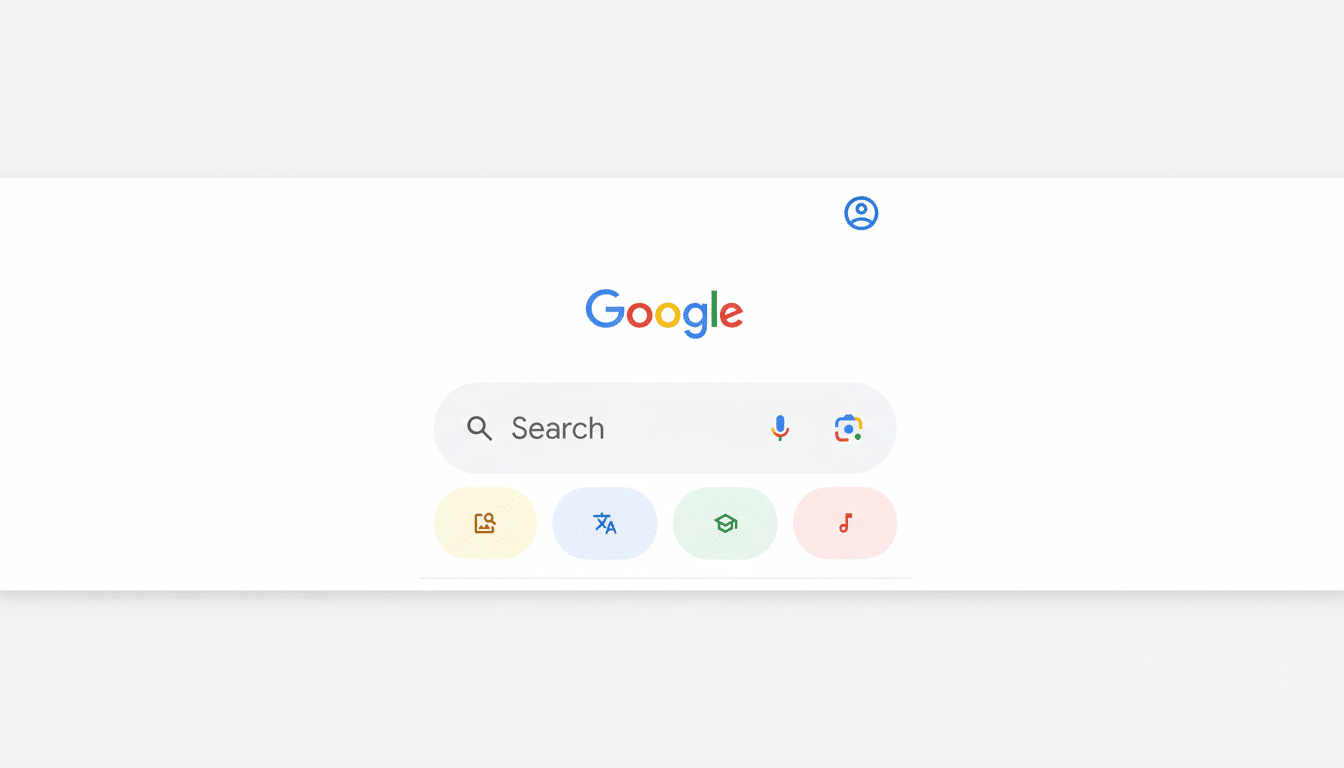 Google Search page with a search bar and icons, resized to a 1 6: 9 aspect ratio and enhanced profess
