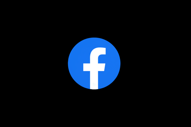 Facebook F logo in a blue circle on a black background