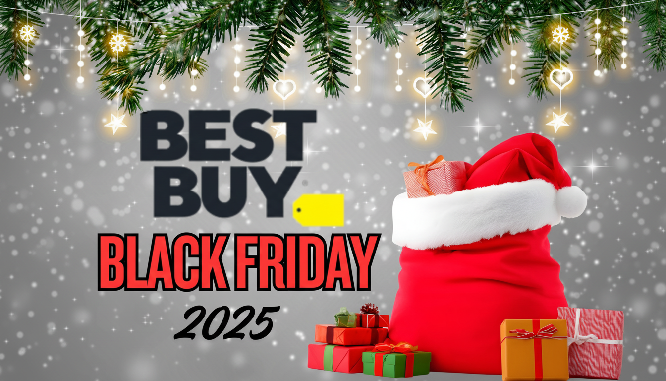 Black Friday doorbuster deals and deep discounts on electronics, with bold retail sale banners