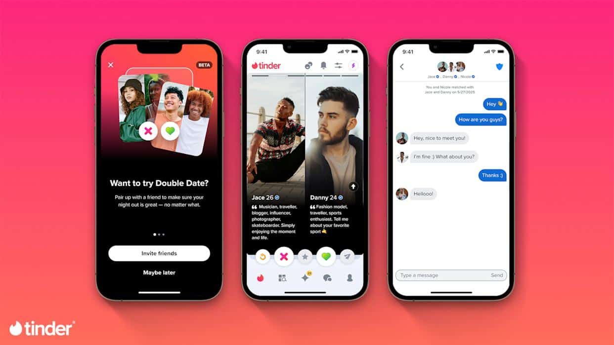 Tinder Face Check feature interface displaying verification steps for new user authentication