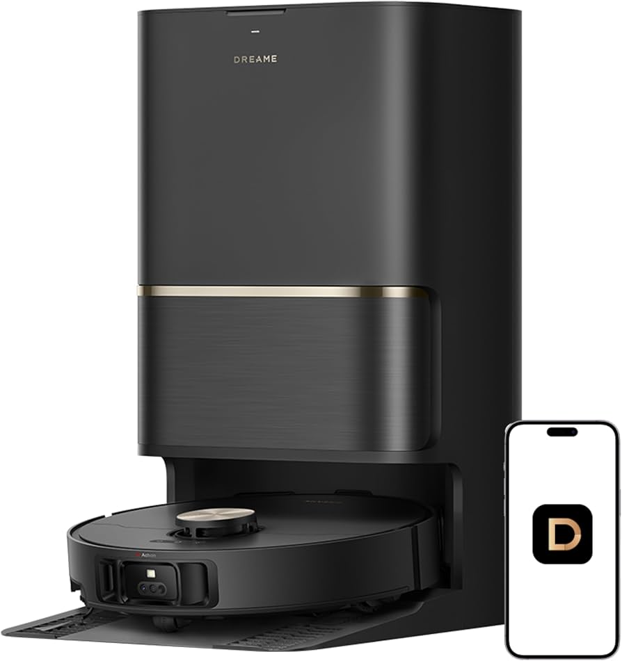 High-end robot vacuum and mop combo cleaning hardwood floor in a modern living room