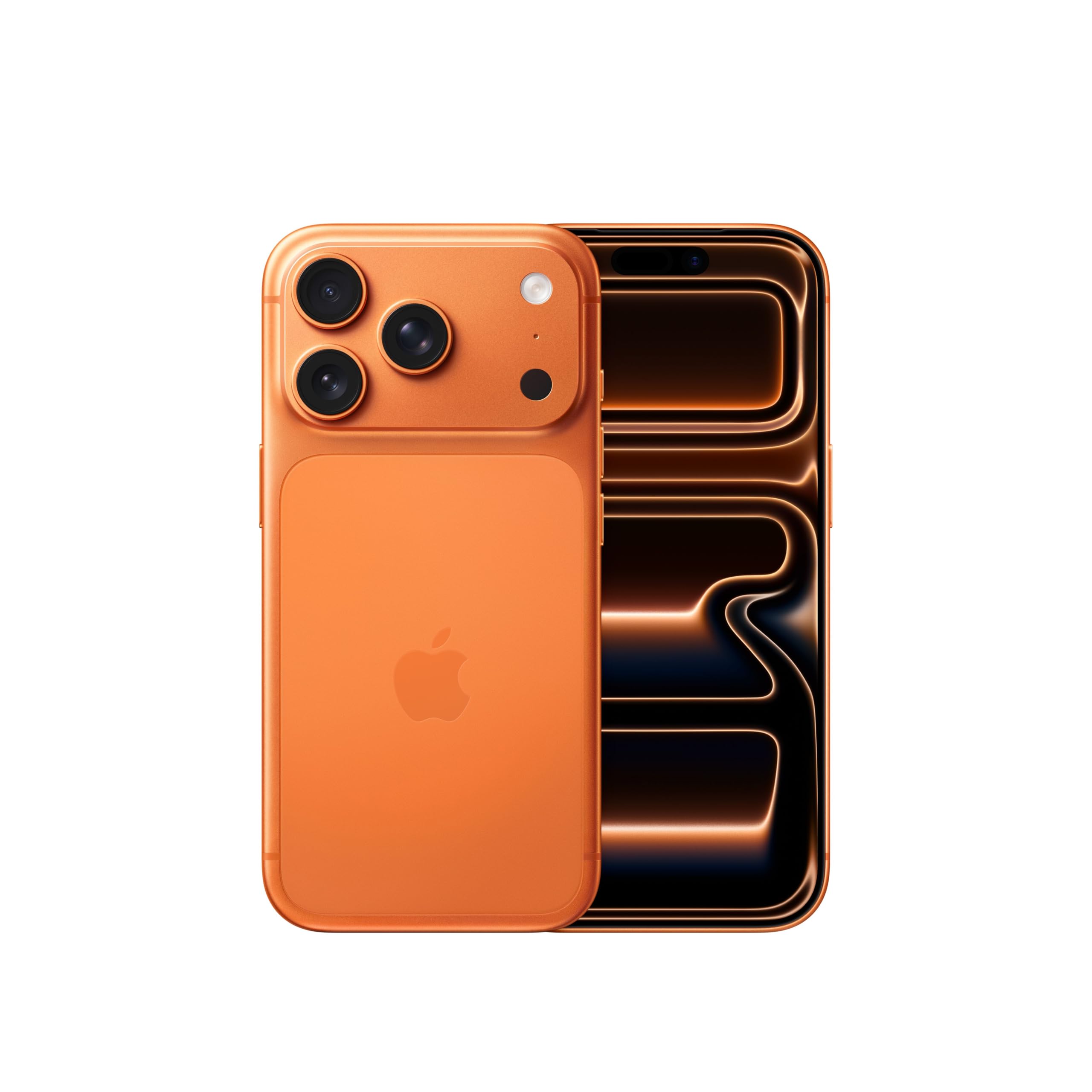 Cosmic Orange iPhone model displaying vibrant color and sleek design on a neutral background