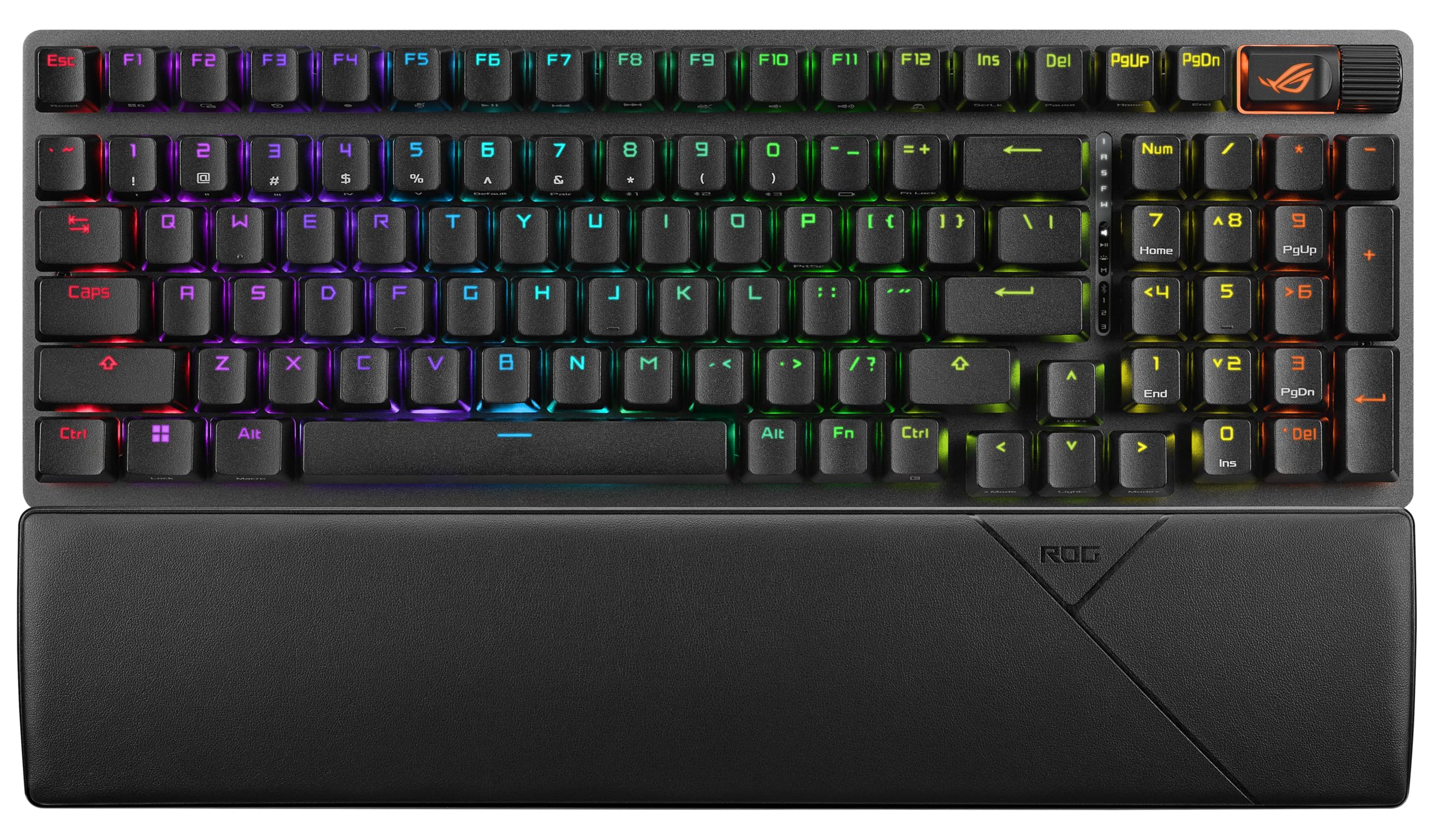 Close-up of high-end mechanical keyboard with promotional discount tag in retail display
