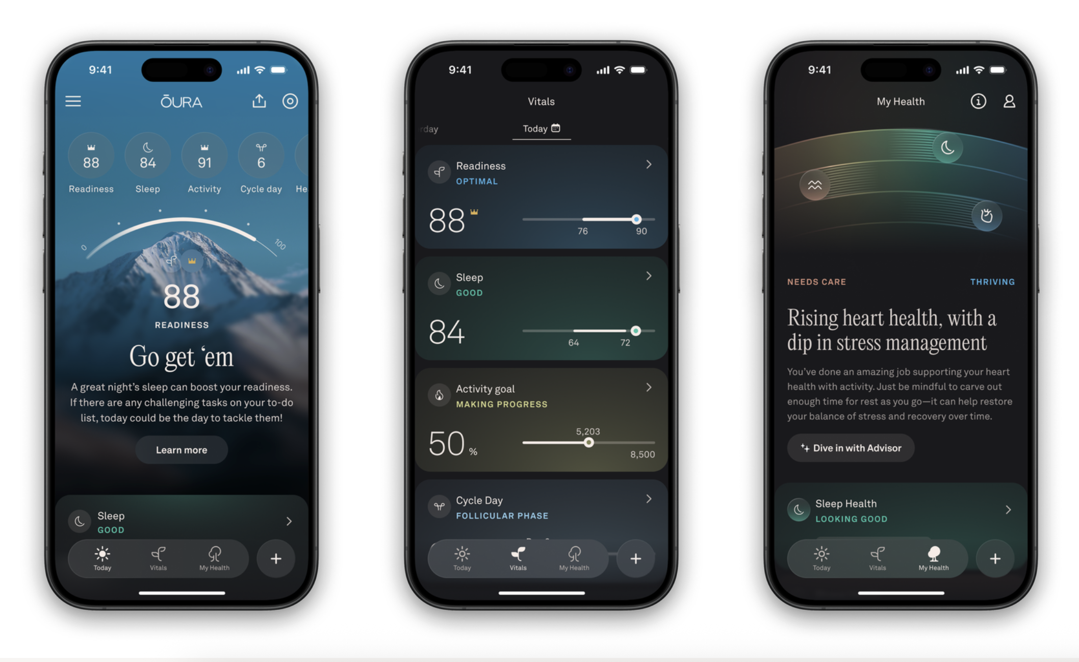 Oura Ring app showing updated stress tracking features and insights
