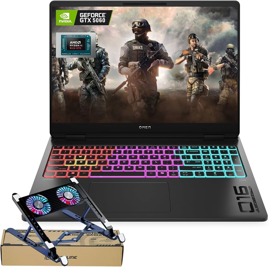 HP Omen Max premium gaming laptop with sleek design and RGB-lit keyboard