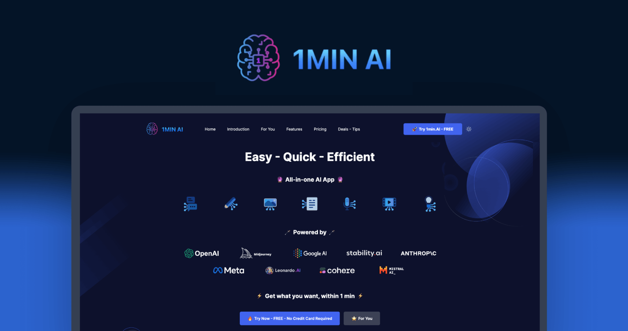 What the 1min. AI lifetime plan includes: features, benefits, pricing