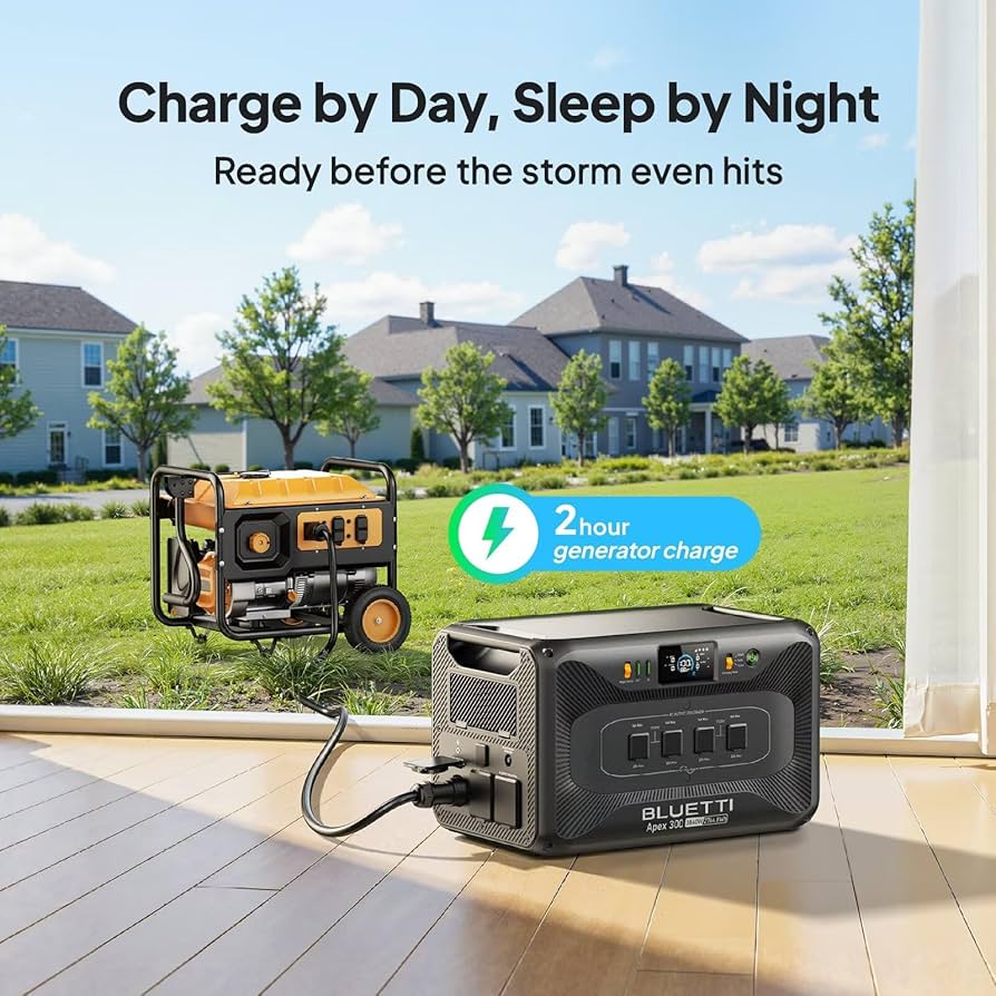 Home backup generator next to house, highlighting significant discount on backup power