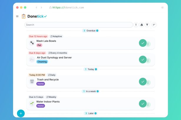 Donetick automates household chores with auto-pilot task scheduling