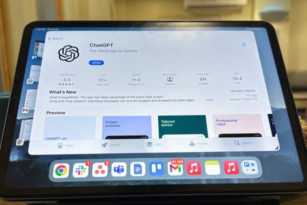 ChatGPT iPad app screen showing a hallucinated feature