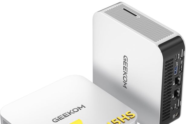 Compact mini PC on a desk with visible ports, emphasizing performance and value