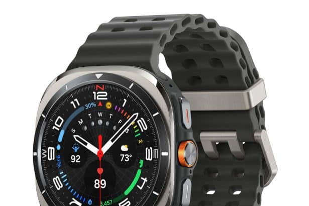 Top Android smartwatch running Wear OS, displaying fitness tracking and notifications
