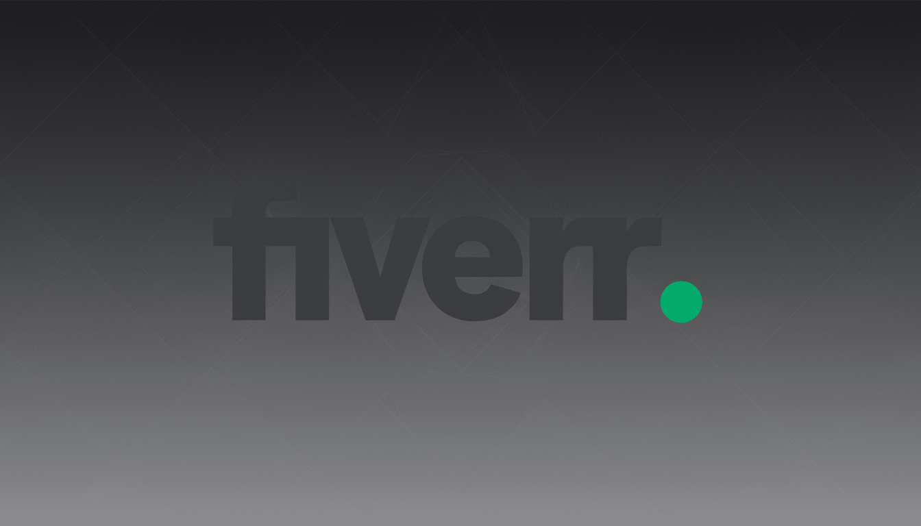 Fiverr logo on a professional flat background with soft patterns and gradients.
