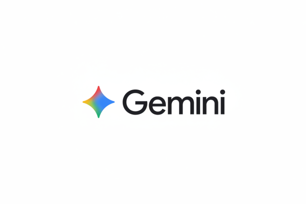 The Gemini logo, featuring a colorful, stylized star-like icon next to the word Gemini in black text , presented on a clean white background.