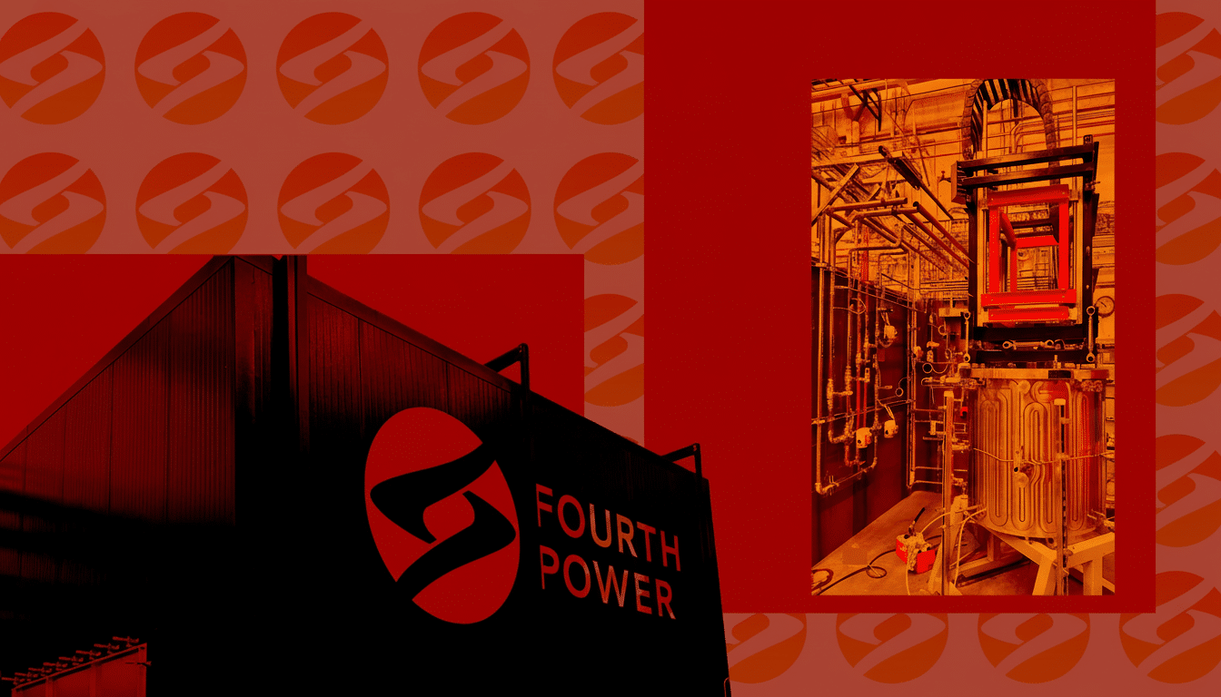 A professional collage showcasing the Fourth Power logo on a building and an industrial interior, resized to a 1 6: 9 aspect ratio.