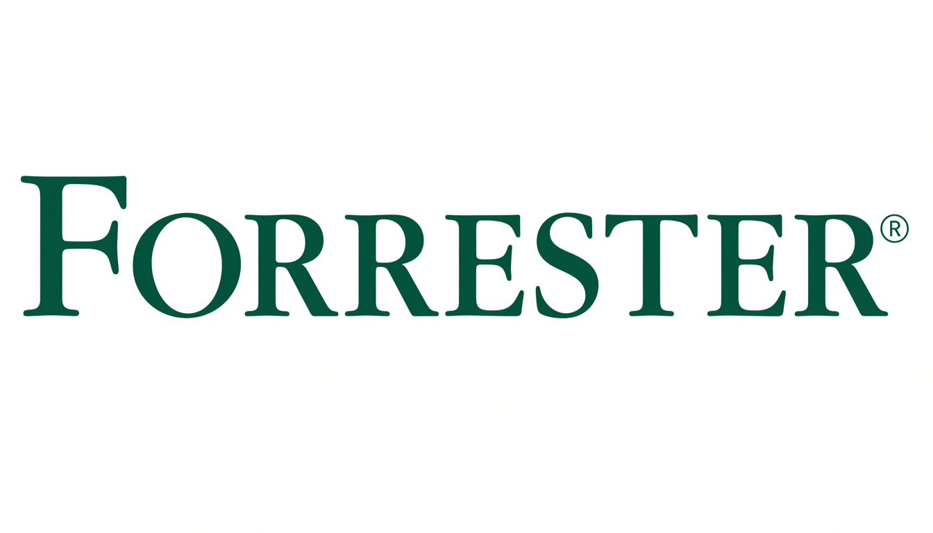 The Forrester logo, featuring the word For rester in a dark green, classic serif font on a clean white background, resized to a 16: 9 aspect ratio. Filename : forrester logo16 9. png