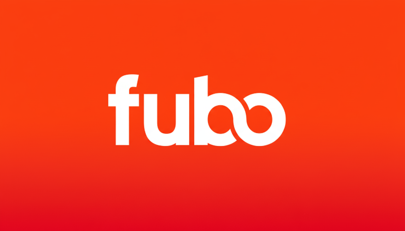 The Fubo logo, featuring the word fubo in white lowercase letters, centered on a vibrant orange background with a subtle gradient towards a slightly darker orange at the bottom. The image is presented in a 16:9 aspect ratio.